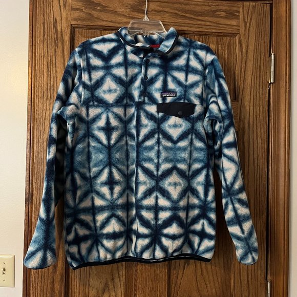 Patagonia Sweaters - Patagonia Synchilla Snap Fleece Pullover - Rare Blue and White Diamond Dancer